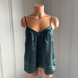 NWT Bila-77 Onyx Top Hunter Green Cami Animal Print Top M